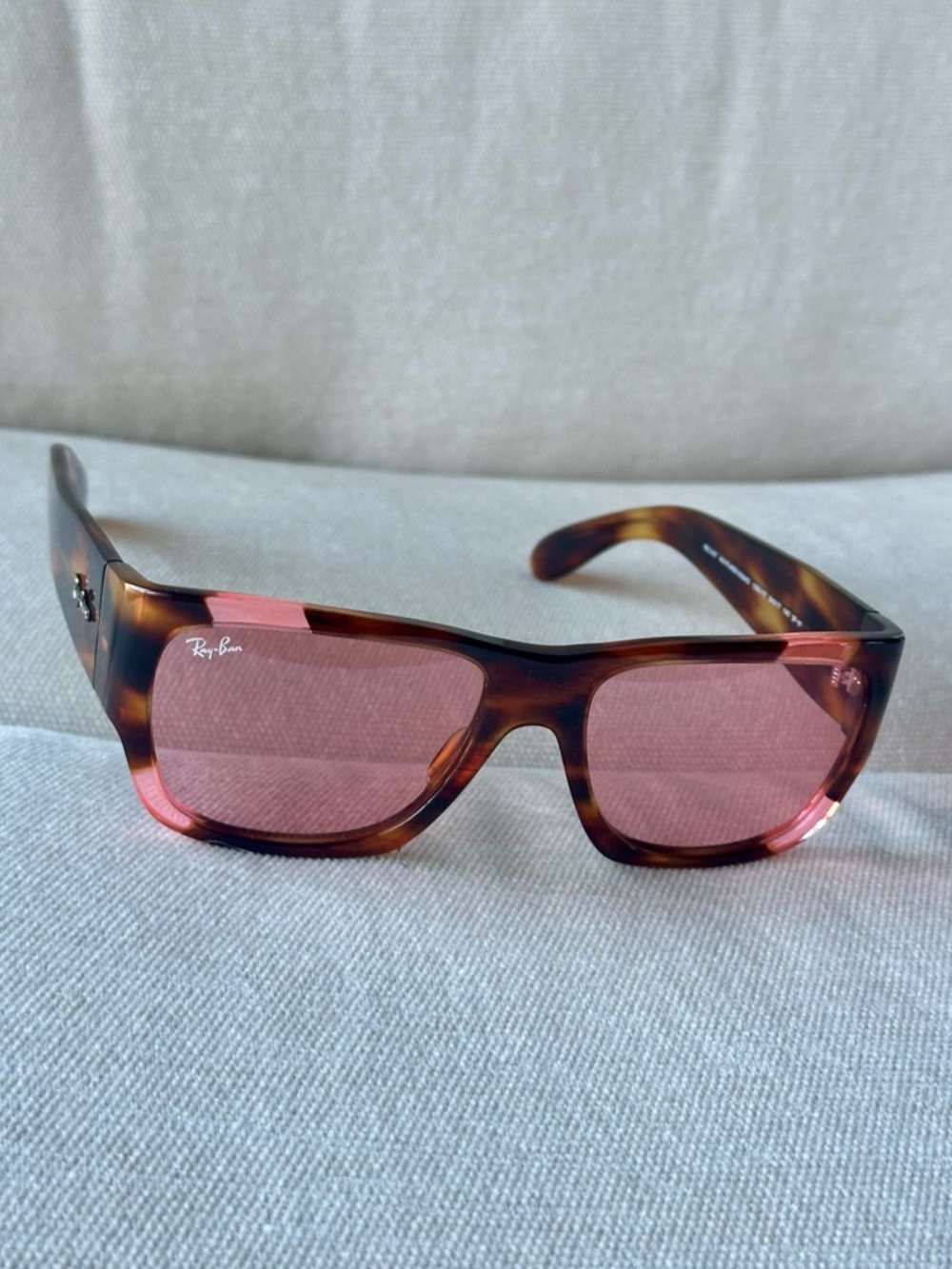 Ray-Ban Nomad Tortoiseshell and Pink Frame Sunglasses with Pink Evolve Lenses
